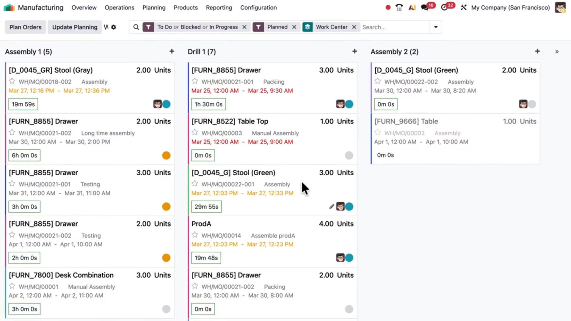 Odoo 19 - Manufacturing Übersicht